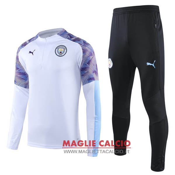 nuova manchester city insieme completo bianco purpureo giacca 2019-2020