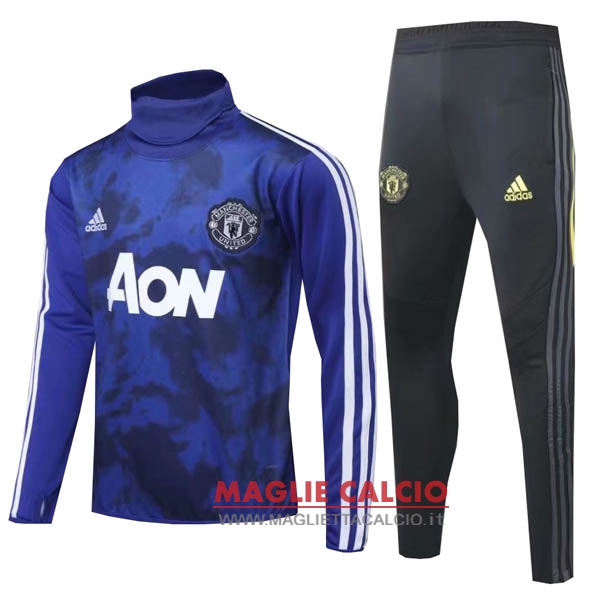 nuova manchester united insieme completo blu nero bianco giacca 2019-2020