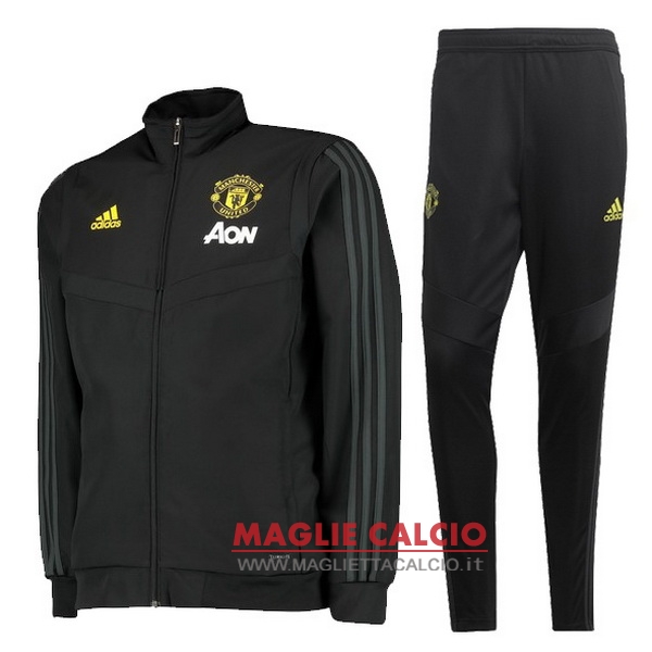 nuova manchester united insieme completo nero giallo giacca 2019-2020