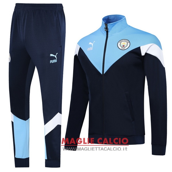 nuova manchester city insieme completo blu bianco giacca 2019-2020