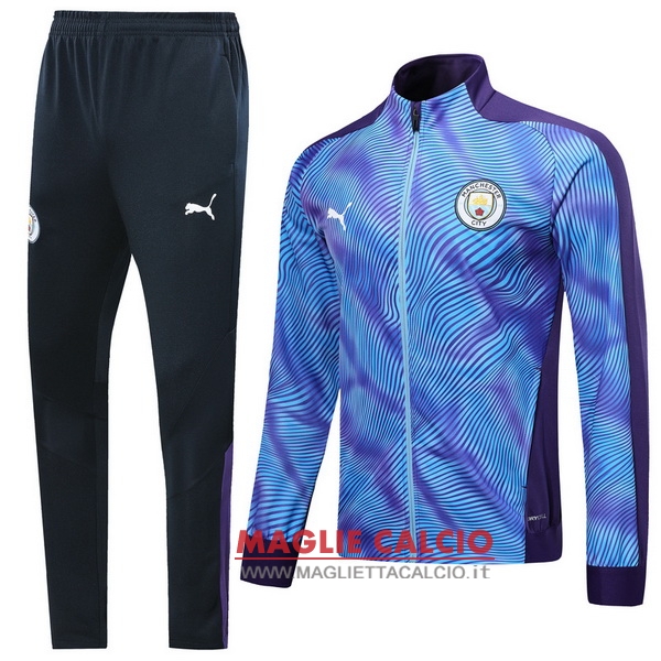 nuova manchester city insieme completo purpureo blu giacca 2019-2020