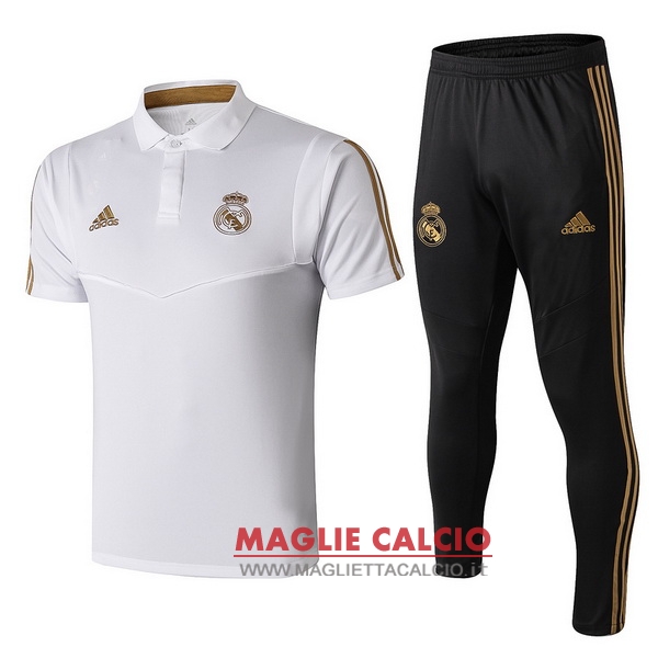 polo set completo maglia real madrid 2019-2020 nero bianco