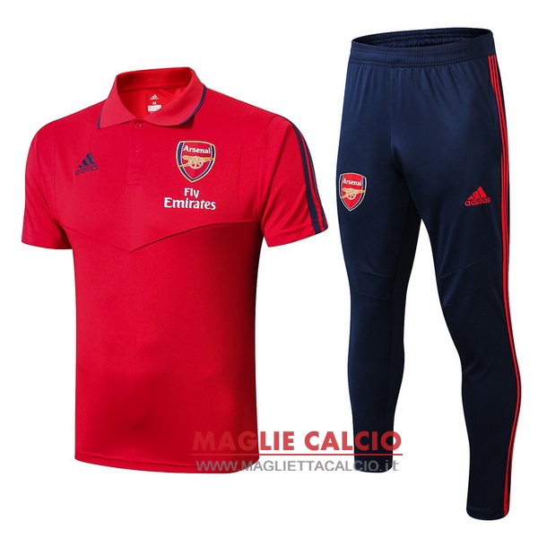 polo set completo maglia arsenal 2019-2020 rosso blu