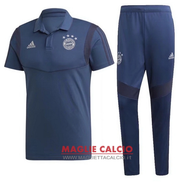 polo set completo maglia bayern munich 2019-2020 blu