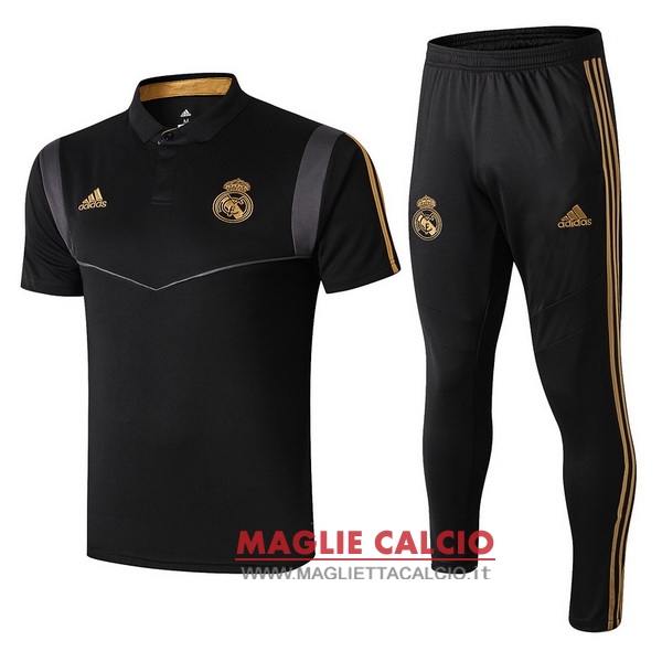 polo set completo maglia real madrid 2019-2020 nero grigio