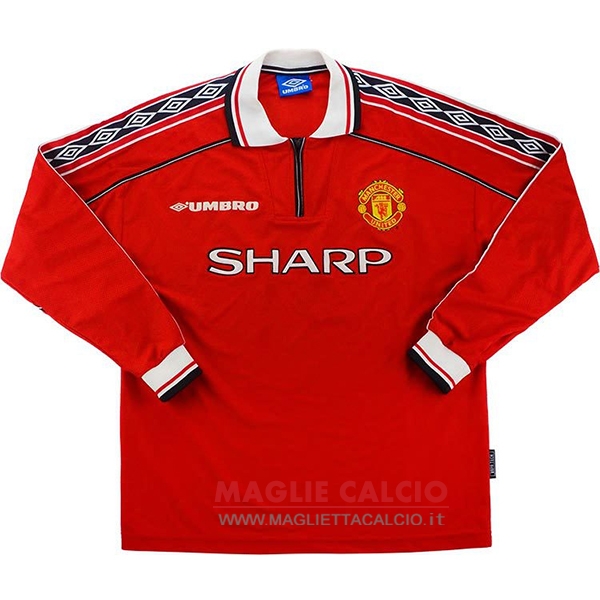 nuova prima divisione magliette manica lunga manchester united retro 1998-1999