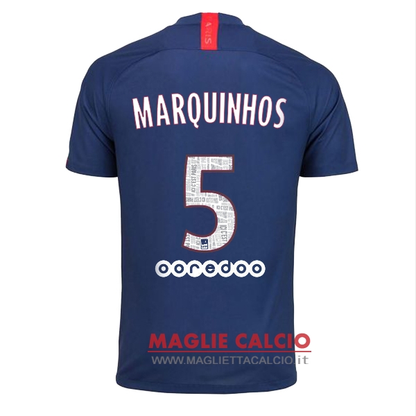 nuova maglietta paris saint germain 2019-2020 marquinhos 5 prima