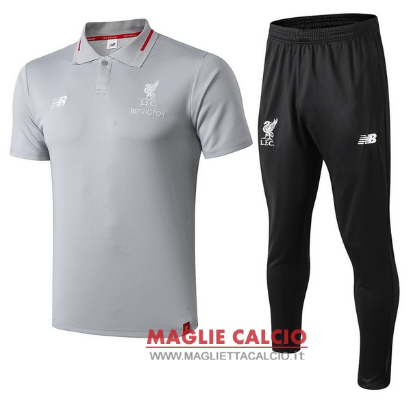 polo set completo maglia liverpool 2018-2019 grigio nero