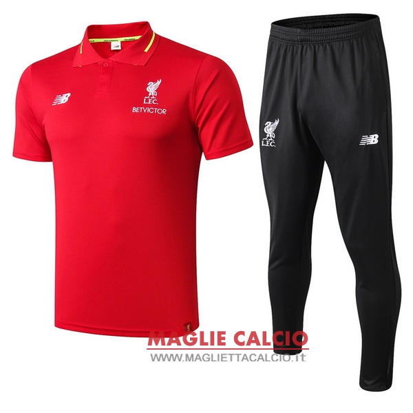 polo set completo maglia liverpool 2018-2019 rosso nero