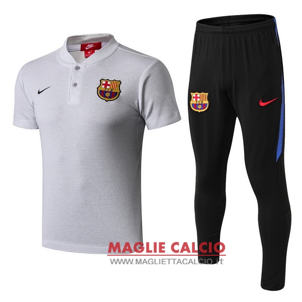 polo set completo maglia barcelona 2018-2019 grigio nero