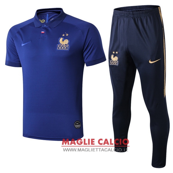 polo set completo maglia francia 100th blu oro