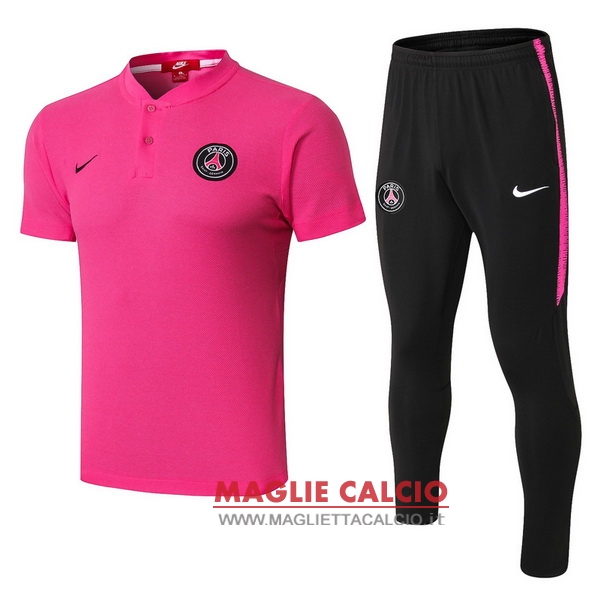 polo set completo maglia paris saint germain 2018-2019 rosa nero