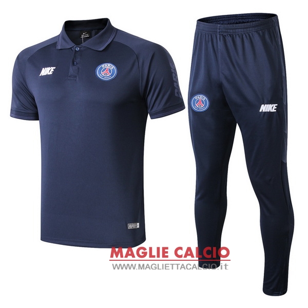 polo set completo maglia paris saint germain 2019-2020 blu