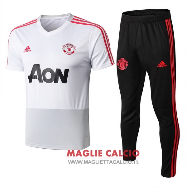 nuova formazione set completo divisione magliette manchester united 2018-2019 bianco rosso