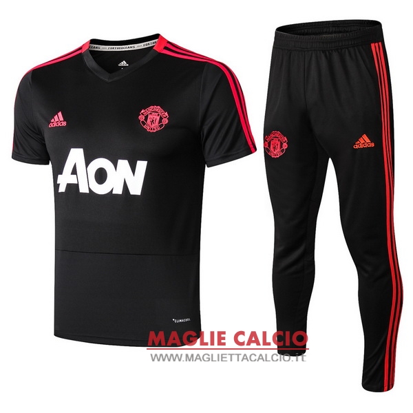 nuova formazione set completo divisione magliette manchester united 2018-2019 nero rosso