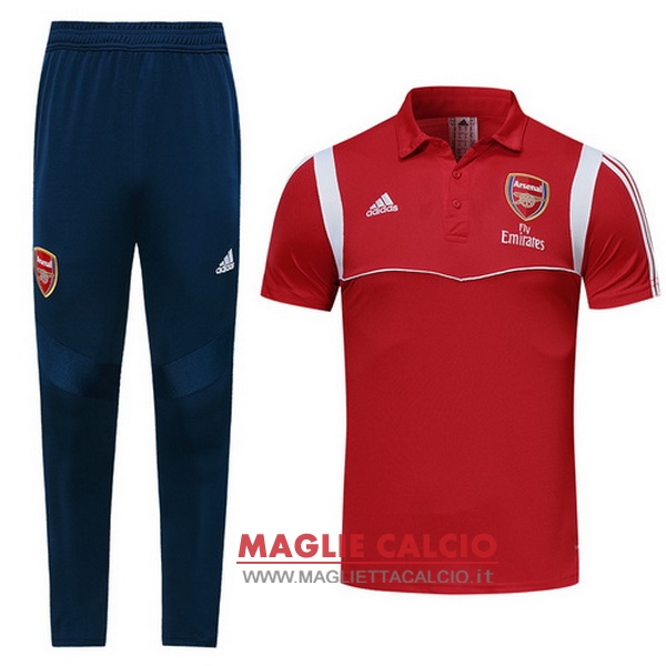 polo set completo maglia arsenal 2019-2020 rosso