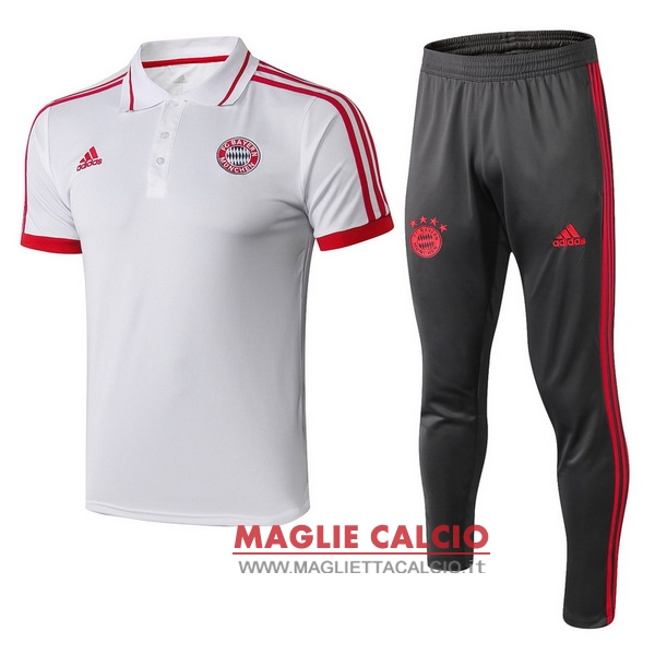 polo set completo maglia bayern munich 2018-2019 bianco rosso