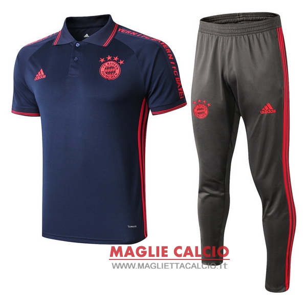 polo set completo maglia bayern munich 2019-2020 blu grigio