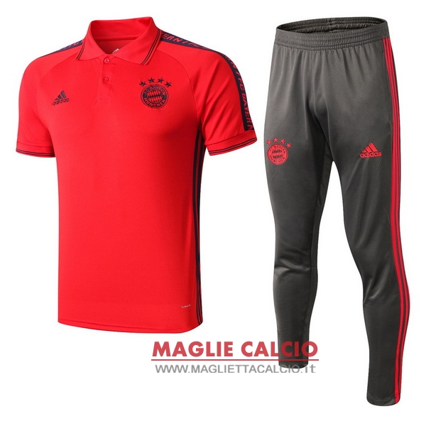 polo set completo maglia bayern munich 2019-2020 rosso grigio