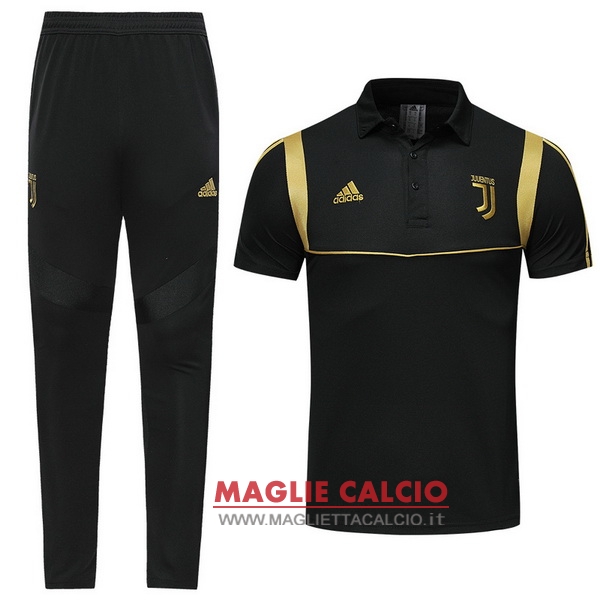 polo set completo maglia juventus 2019-2020 nero giallo