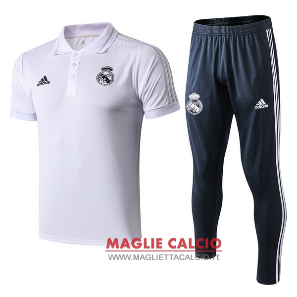 polo set completo maglia real madrid 2018-2019 bianco blu