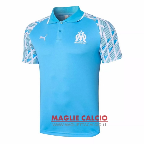 polo maglia marseille 2020-2021 blu luce bianco