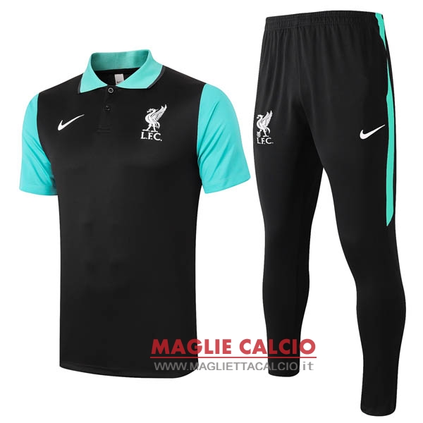 polo set completo maglia liverpool 2020-2021 nero verde