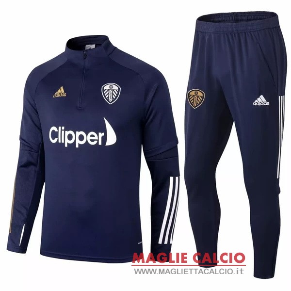 nuova leeds united insieme completo blu navy giacca 2020-2021