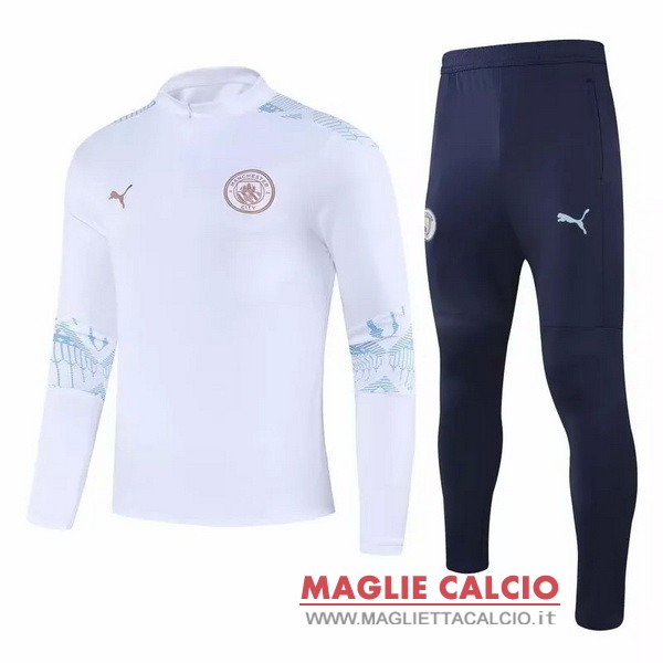 nuova manchester city insieme completo bianco blu giacca 2020-2021