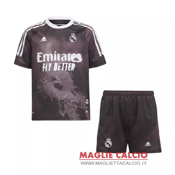 nuova maglietta real madrid set completo bambino 2020-2021 nero arancione