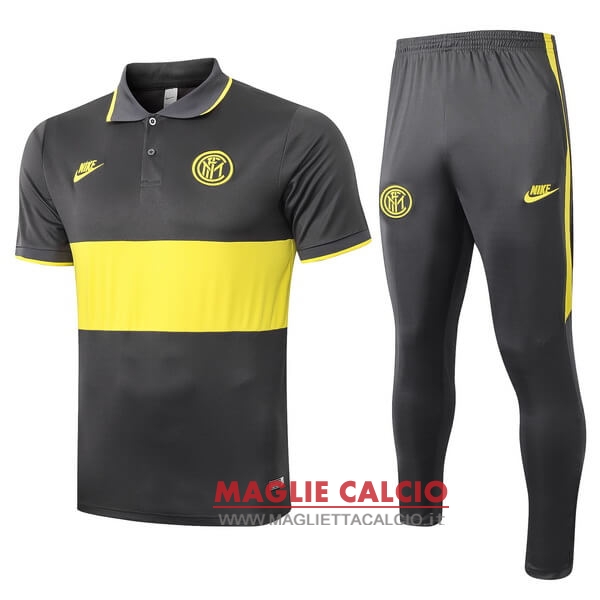 Polo set completo maglia inter de milan 2019-2020 grigio giallo