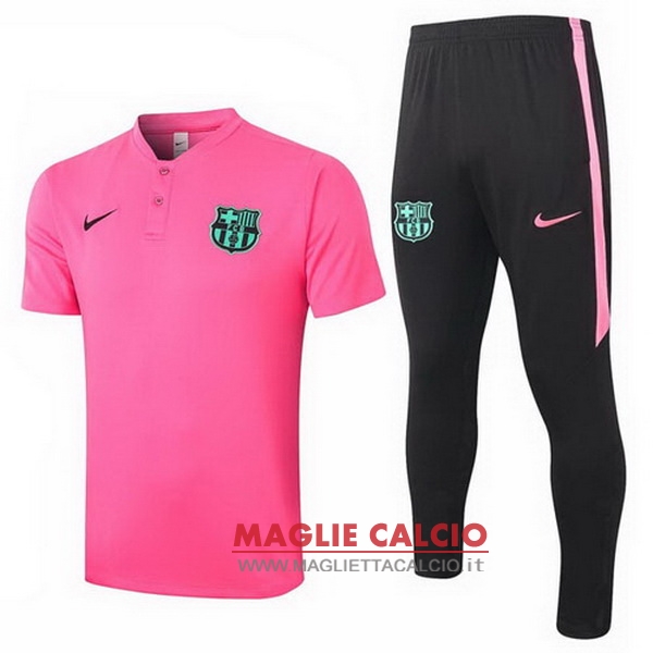 polo set completo maglia barcelona 2020-2021 rosa nero