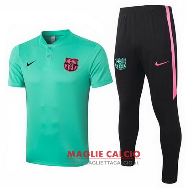 polo set completo maglia barcelona 2020-2021 verde nero