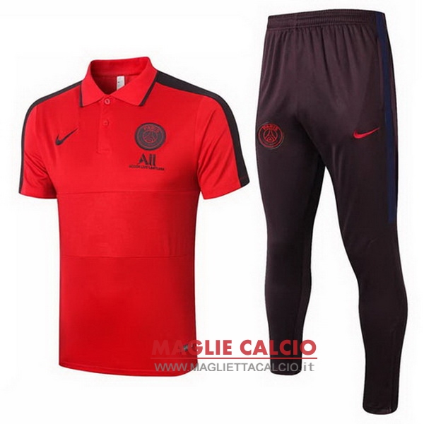 polo set completo maglia paris saint germain 2020-2021 rosso nero