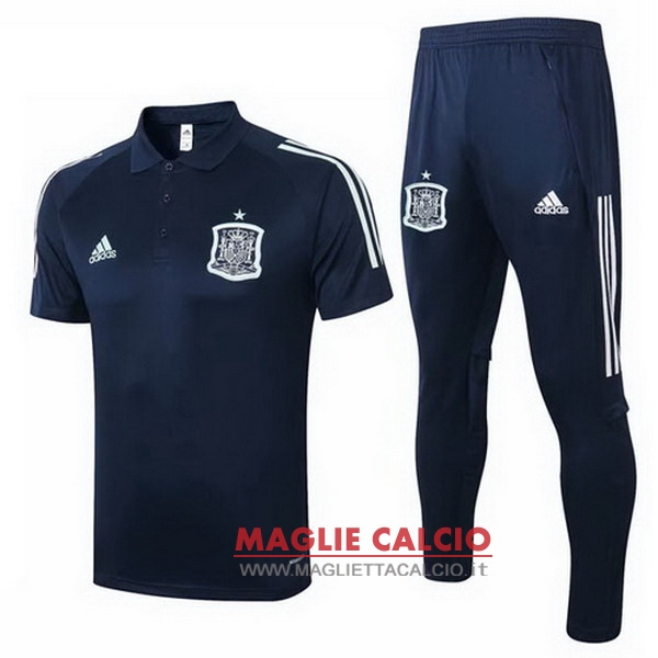 polo set completo maglia spagna 2020 blu navy