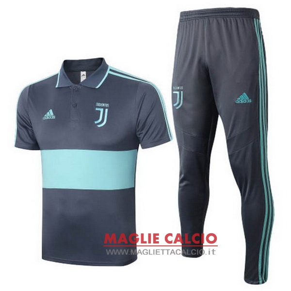 polo set completo maglia juventus 2020-2021 grigio verde