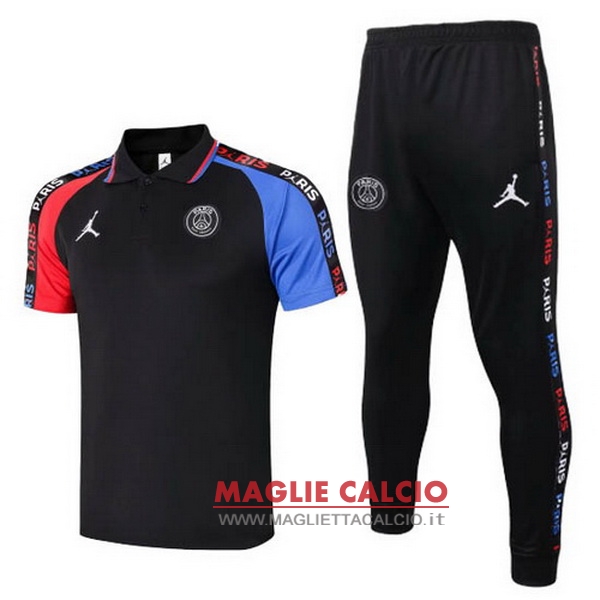 polo set completo maglia paris saint germain 2020-2021 nero blu