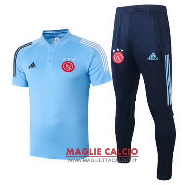 polo set completo maglia ajax 2020-2021 blu