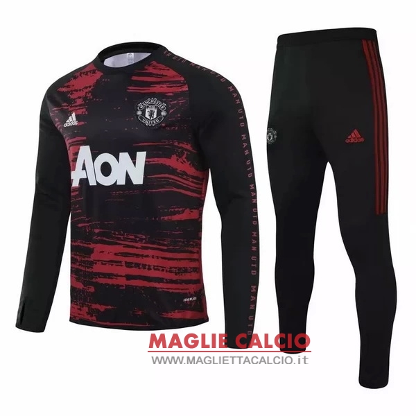 nuova manchester united insieme completo nero rosso navy giacca 2020-2021
