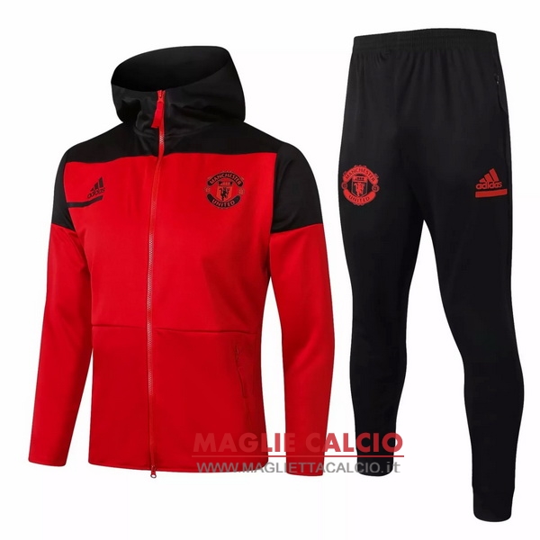 nuova manchester united insieme completo rosso nero giacca 2020-2021