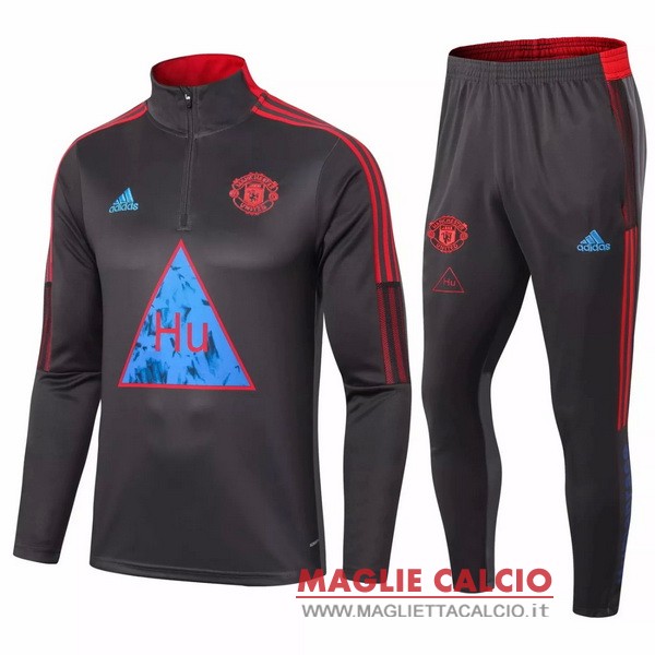 nuova manchester united insieme completo nero blu giacca 2020-2021