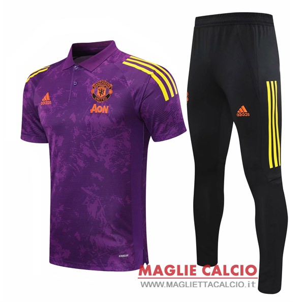 polo set completo maglia manchester united 2020-2021 purpureo