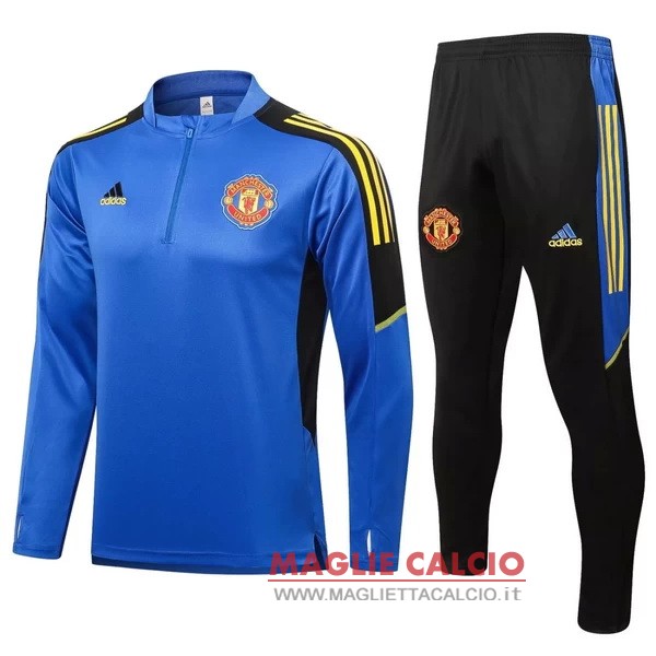 nuova manchester united insieme completo blu grigio nero giacca 2021-2022