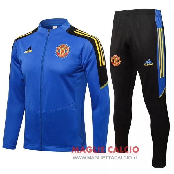 nuova manchester united insieme completo blu nero grigio giacca 2021-2022