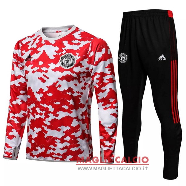 nuova manchester united insieme completo rosso bianco nero giacca 2021-2022