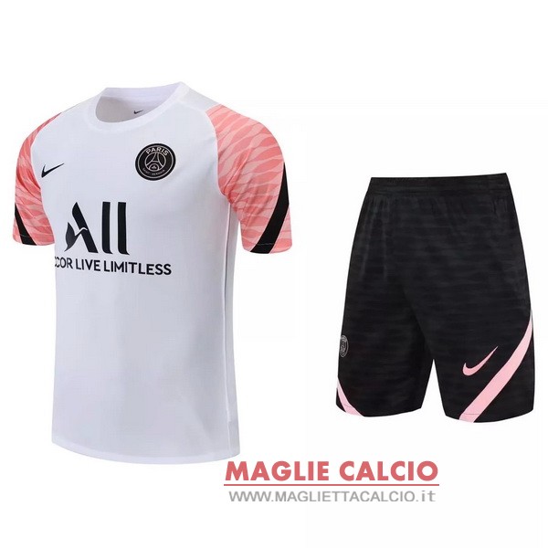 nuova formazione set completo divisione magliette paris saint germain 2021-2022 bianco rosa nero