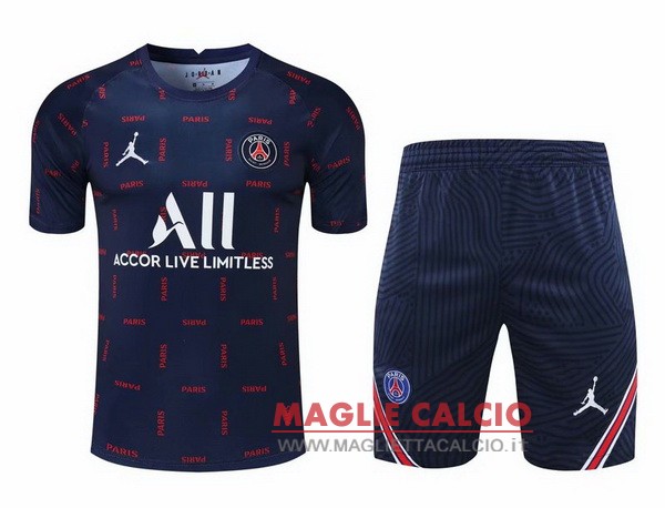 nuova formazione set completo divisione magliette paris saint germain 2021-2022 blu navy rosso