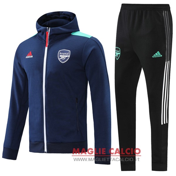 nuova arsenal insieme completo blu navy verde giacca a vento 2021-2022