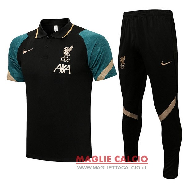 polo set completo maglia liverpool 2021-2022 verde nero