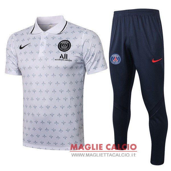 polo set completo maglia paris saint germain 2021-2022 II bianco nero